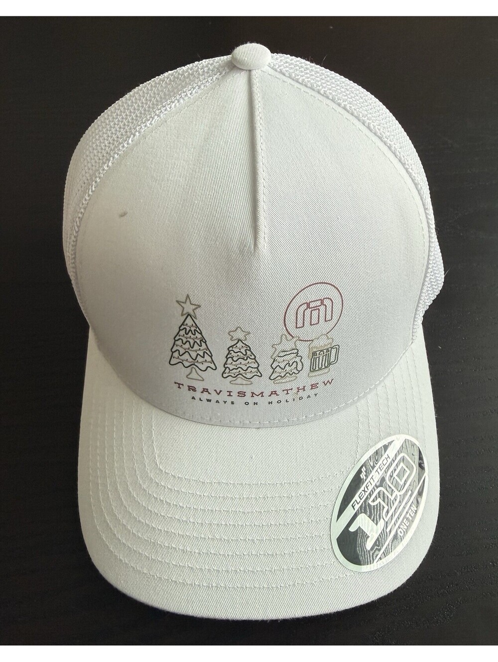 Travis Mathew NWT Gifting Snapback Hat White Beer Christmas Tree Golf Cap OS
